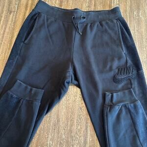 Women's Nike Fleece Joggers Black w/ Velour Accents, X-Large
